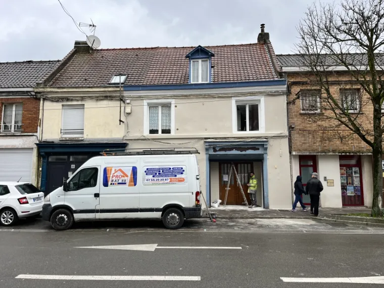 Ravalement de façade de maison en enduit projeté à Hellemmes, Bruay-la-Buissière, Probat 59
